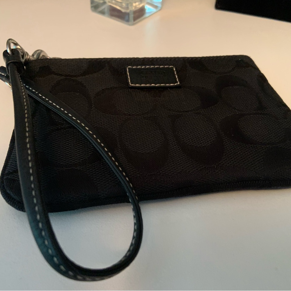 Black Coach  Wristlet with Embossed Design